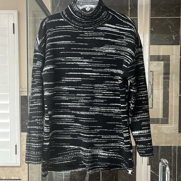 T by Talbots black/ white stripes sweater, size M, excellent condition. - Picture 1 of 8